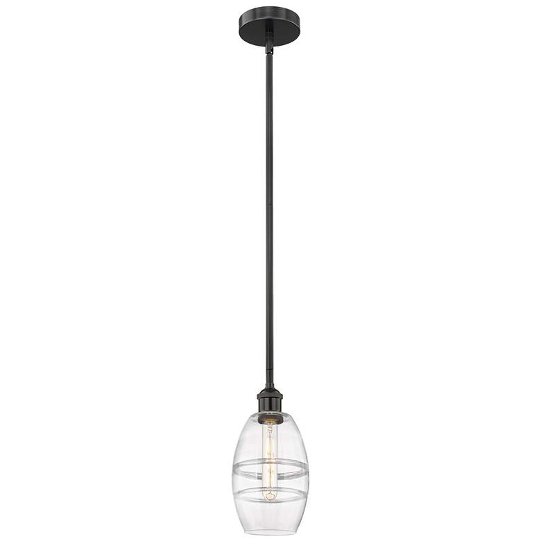 Image 1 Edison Vaz 5.88" Wide Matte Black Stem Hung Mini Pendant With Clear Sh