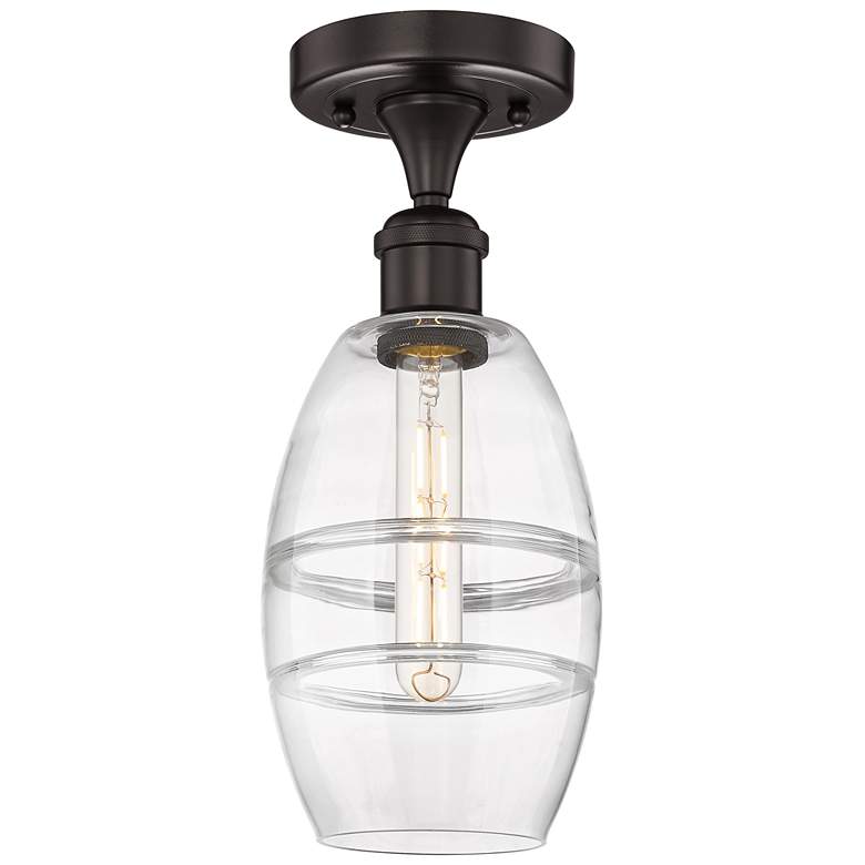 Image 1 Edison Vaz 5.88" Wide Oil Rubbed Bronze Semi-Flush Mount With Clear Sh