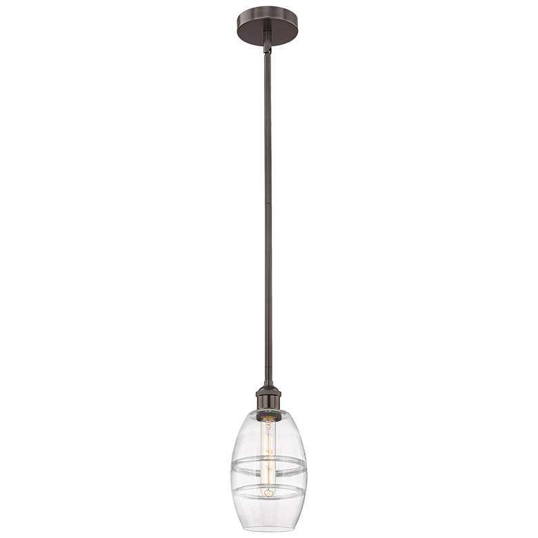 Image 1 Edison Vaz 5.88" Wide Oil Rubbed Bronze Stemmed Mini Pendant w/ Clear