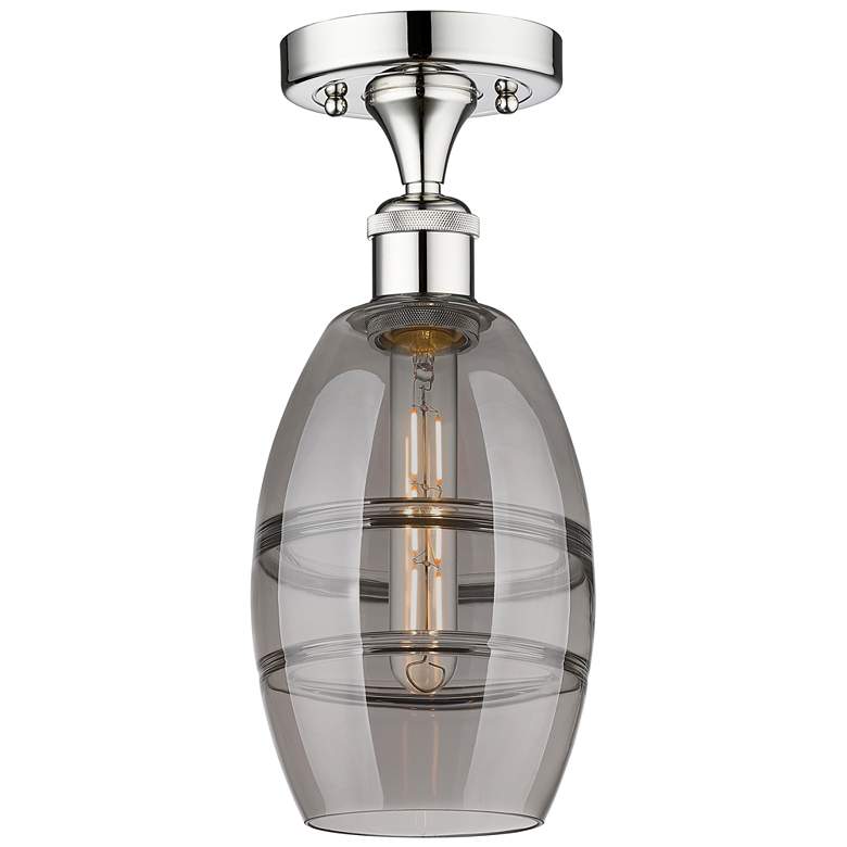 Image 1 Edison Vaz 5.88" Wide Polished Chrome Semi-Flush Mount w/ Light Smoke