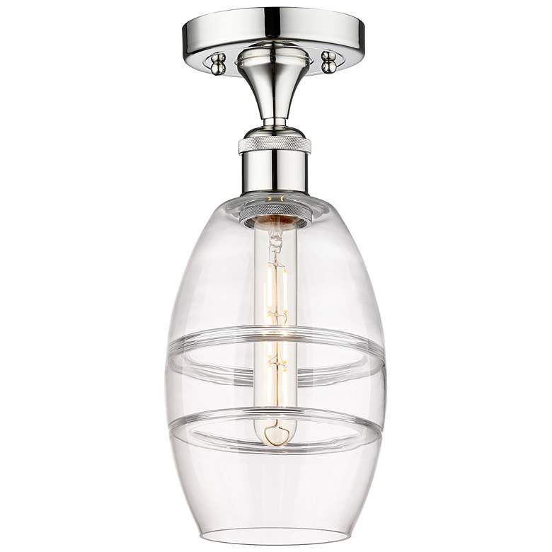 Image 1 Edison Vaz 5.88" Wide Polished Chrome Semi-Flush Mount With Clear Shad