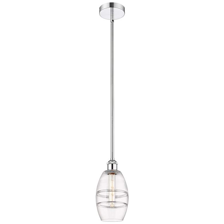 Image 1 Edison Vaz 5.88" Wide Polished Chrome Stem Hung Mini Pendant w/ Clear