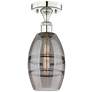 Edison Vaz 5.88" Wide Polished Nickel Semi-Flush Mount w/ Light Smoke