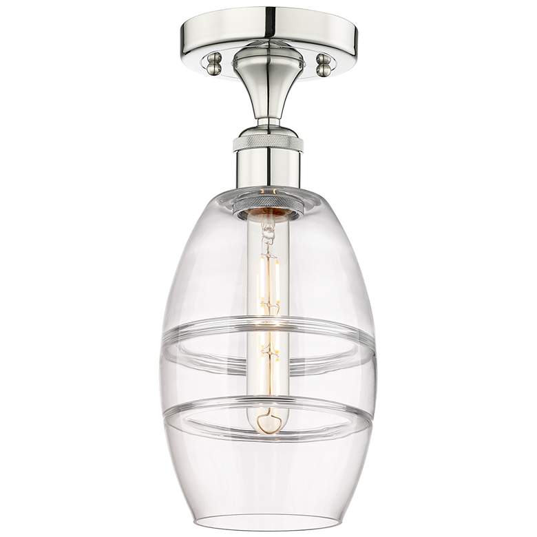 Image 1 Edison Vaz 5.88" Wide Polished Nickel Semi-Flush Mount With Clear Shad