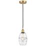 Edison Vaz 5.88" Wide Satin Gold Cord Hung Mini Pendant With Clear Sha