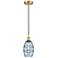 Edison Vaz 5.88" Wide Satin Gold Corded Mini Pendant w/ Princess Blue
