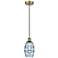 Edison Vaz 5.88"W Antique Brass Corded Mini Pendant w/ Princess Blue S