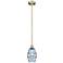 Edison Vaz 5.88"W Antique Brass Stemmed Mini Pendant w/ Princess Blue