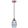 Edison Vaz 5.88"W Antique Copper Corded Mini Pendant w/ Princess Blue