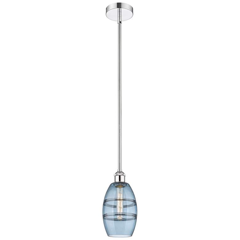 Image 1 Edison Vaz 5.88"W Chrome Stemmed Mini Pendant w/ Princess Blue Shade