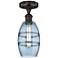 Edison Vaz 5.88"W Oil Rubbed Bronze Semi-Flush Mount w/ Princess Blue