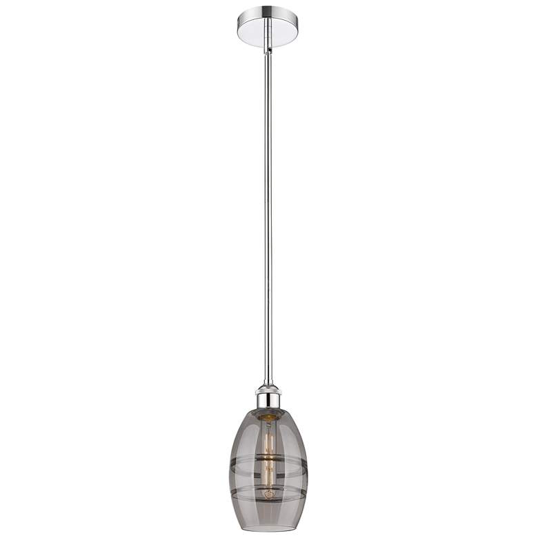 Image 1 Edison Vaz 5.88"W Polished Chrome Stemmed Mini Pendant w/ Light Smoke