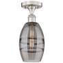 Edison Vaz 5.88"W Satin Nickel Semi-Flush Mount w/ Light Smoke Shade