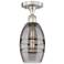 Edison Vaz 5.88"W Satin Nickel Semi-Flush Mount w/ Light Smoke Shade