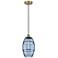 Edison Vaz 8" Wide Antique Brass Corded Mini Pendant w/ Princess Blue