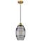 Edison Vaz 8" Wide Brushed Brass Corded Mini Pendant w/ Light Smoke Sh