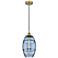 Edison Vaz 8" Wide Brushed Brass Corded Mini Pendant w/ Princess Blue