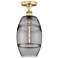Edison Vaz 8" Wide Brushed Brass Semi-Flush Mount With Light Smoke Sha