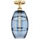 Edison Vaz 8" Wide Brushed Brass Semi-Flush Mount With Princess Blue S