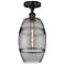 Edison Vaz 8" Wide Matte Black Semi-Flush Mount With Light Smoke Shade