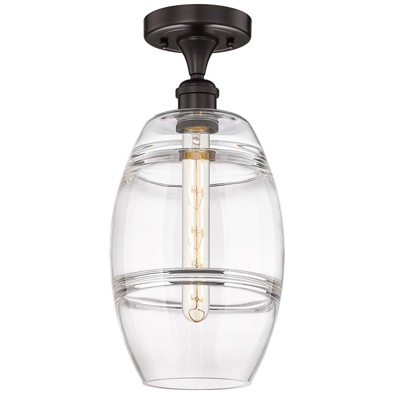 Image 1 Edison Vaz 8" Wide Oil Rubbed Bronze Semi-Flush Mount With Clear Shade
