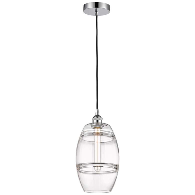 Image 1 Edison Vaz 8" Wide Polished Chrome Cord Hung Mini Pendant With Clear S