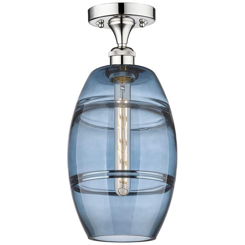 Image 1 Edison Vaz 8" Wide Polished Chrome Semi-Flush Mount w/ Princess Blue S
