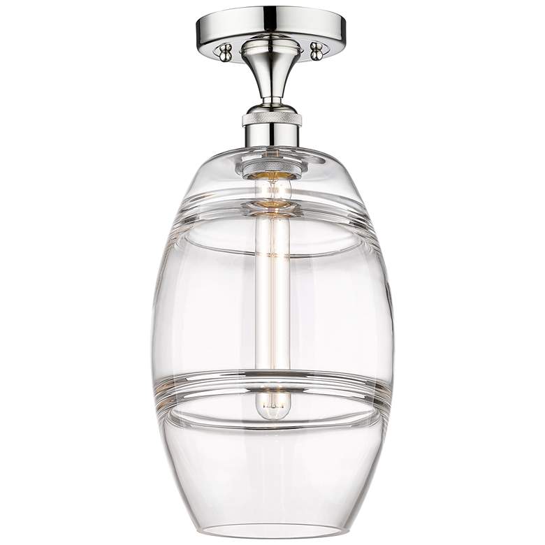 Image 1 Edison Vaz 8" Wide Polished Chrome Semi-Flush Mount With Clear Shade