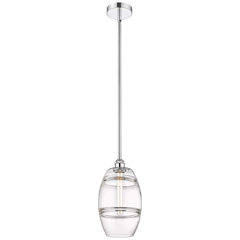 Image 1 Edison Vaz 8" Wide Polished Chrome Stem Hung Mini Pendant With Clear S