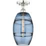 Edison Vaz 8" Wide Polished Nickel Semi-Flush Mount w/ Princess Blue S