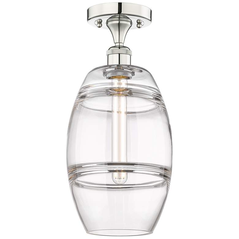Image 1 Edison Vaz 8" Wide Polished Nickel Semi-Flush Mount With Clear Shade