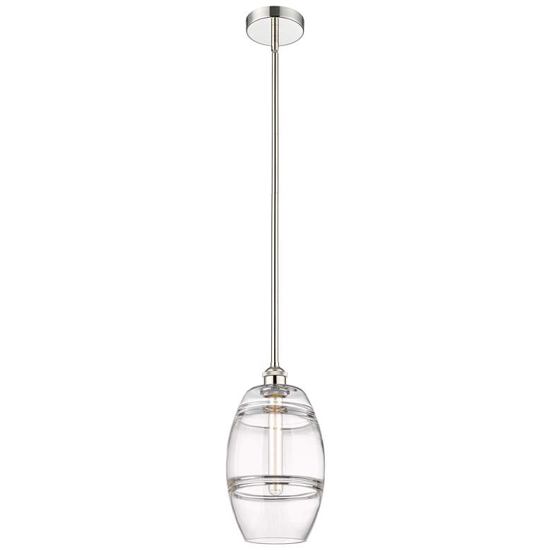 Image 1 Edison Vaz 8" Wide Polished Nickel Stem Hung Mini Pendant With Clear S