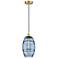 Edison Vaz 8" Wide Satin Gold Cord Hung Mini Pendant w/ Princess Blue