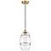 Edison Vaz 8" Wide Satin Gold Cord Hung Mini Pendant With Clear Shade