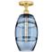 Edison Vaz 8" Wide Satin Gold Semi-Flush Mount With Princess Blue Shad