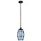 Edison Vaz 8"W Oiled Bronze Stemmed Mini Pendant w/ Princess Blue Shad