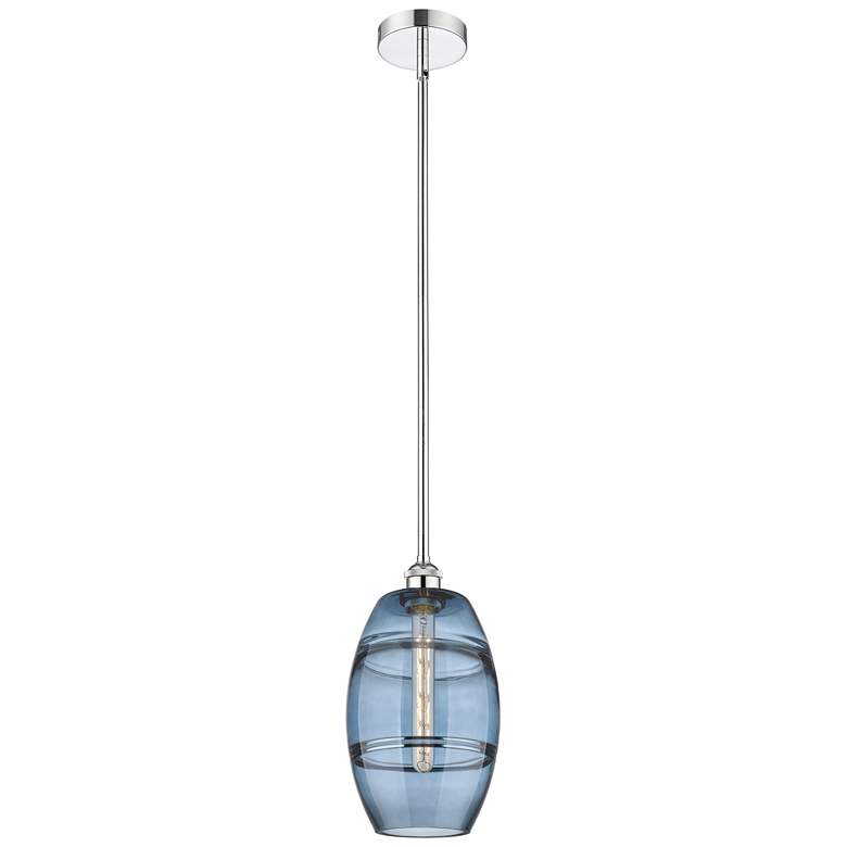 Image 1 Edison Vaz 8"W Polished Chrome Stemmed Mini Pendant w/ Princess Blue S