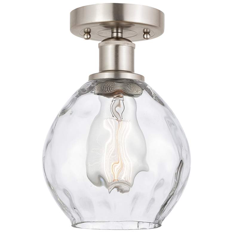 Image 1 Edison Waverly 6" Brushed Satin Nickel Semi Flush Mount w/ Clear Shade