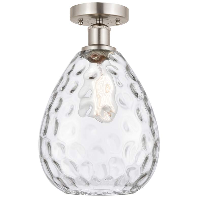 Image 1 Edison Waverly 8" Brushed Satin Nickel Semi Flush Mount w/ Clear Shade