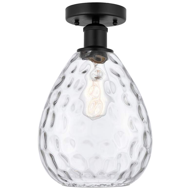Image 1 Edison Waverly 8" Matte Black Semi Flush Mount w/ Clear Shade