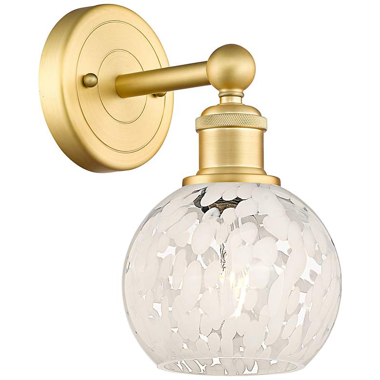 Image 1 Edison White Mouchette 10 1/4" High Satin Gold Wall Sconce