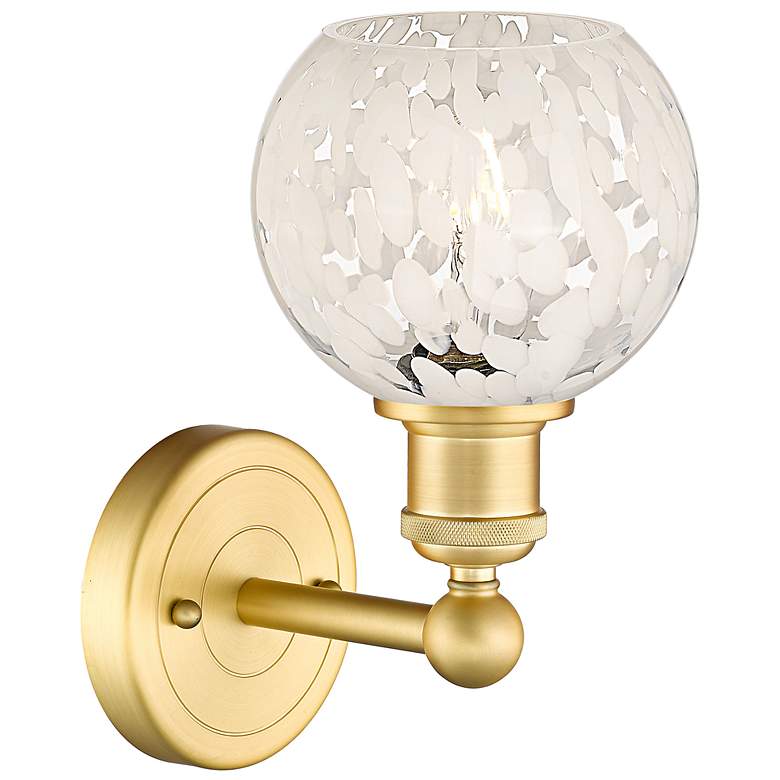 Image 3 Edison White Mouchette 10 1/4" High Satin Gold Wall Sconce more views