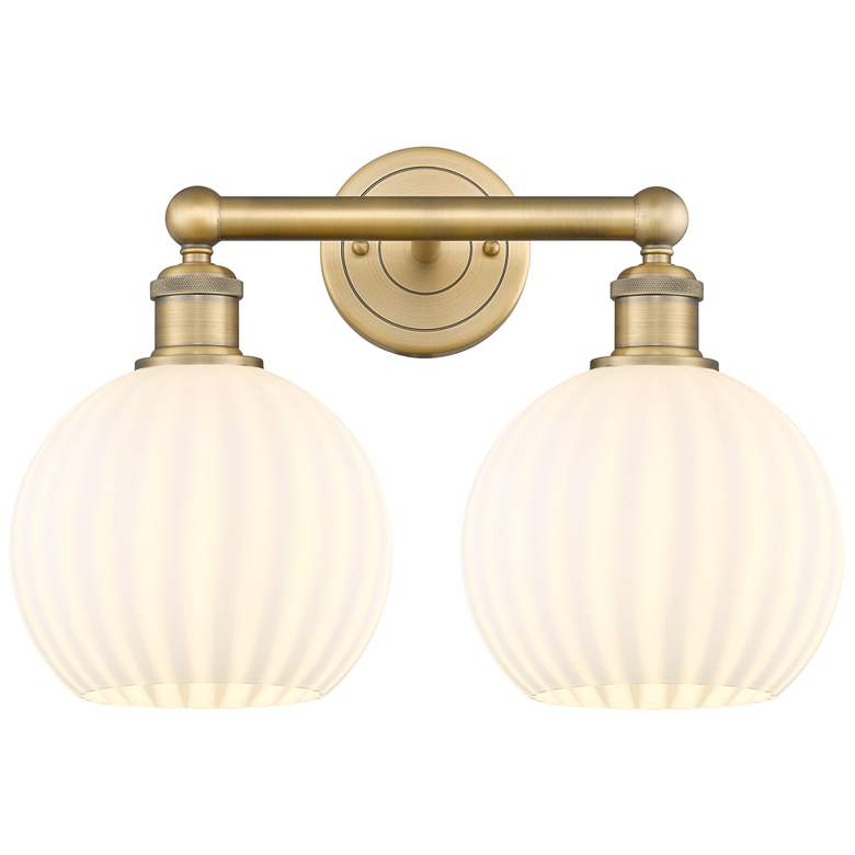 Image 1 Edison White Venetian 12 1/4"H Brushed Brass 2-Light Sconce