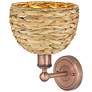 2_Edison Woven Rattan 11" High Antique Copper Sconce With more views