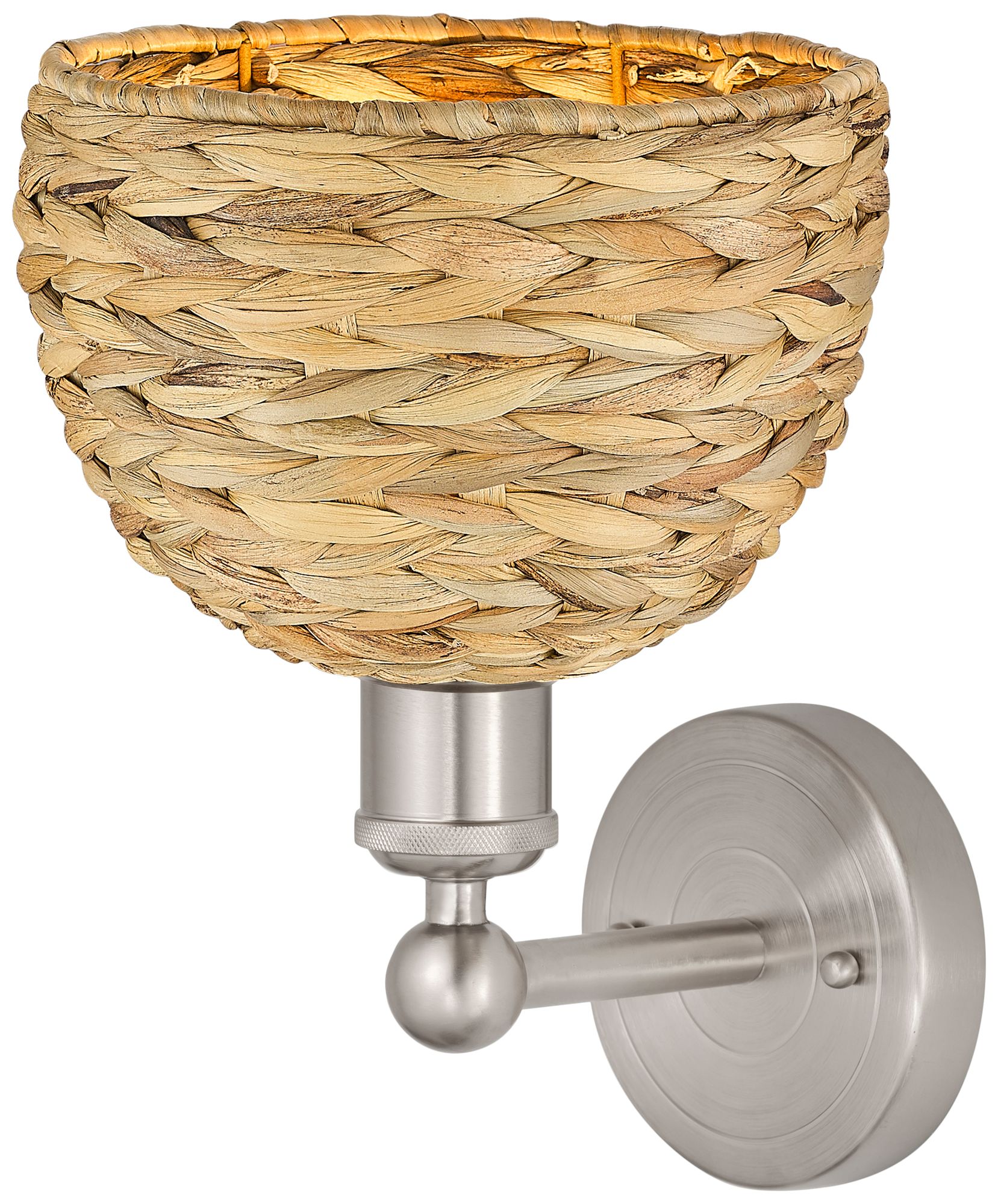 Image 2 Edison Woven Rattan 11" High Brushed Satin Nickel Sconce With more views