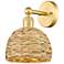 Edison Woven Rattan 11" High Satin Gold Sconce With