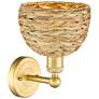 2_Edison Woven Rattan 11" High Satin Gold Sconce With more views