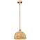 Edison Woven Rattan 12" Wide Antique Copper Stem Hung Mini Pendant