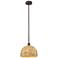 Edison Woven Rattan 12" Wide Oil Rubbed Bronze Stem Hung Mini Pendant