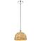 Edison Woven Rattan 12" Wide Polished Chrome Stem Hung Mini Pendant